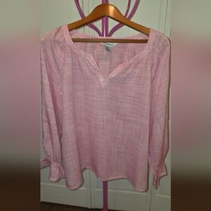 TOMMY BAHAMA Pink Plaid Long Sleeve Blouse, LIKE NEW, SZ L